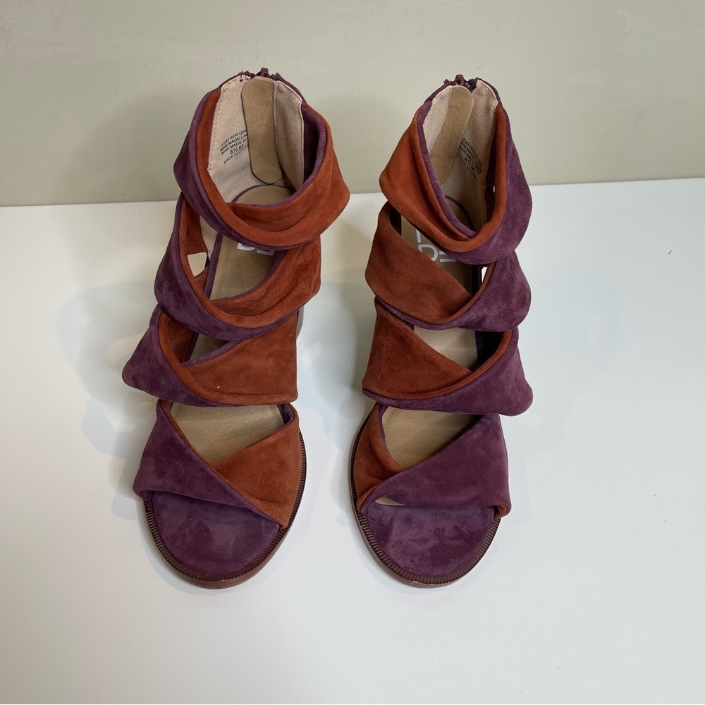 MADE red strappy block heel sandal shoes